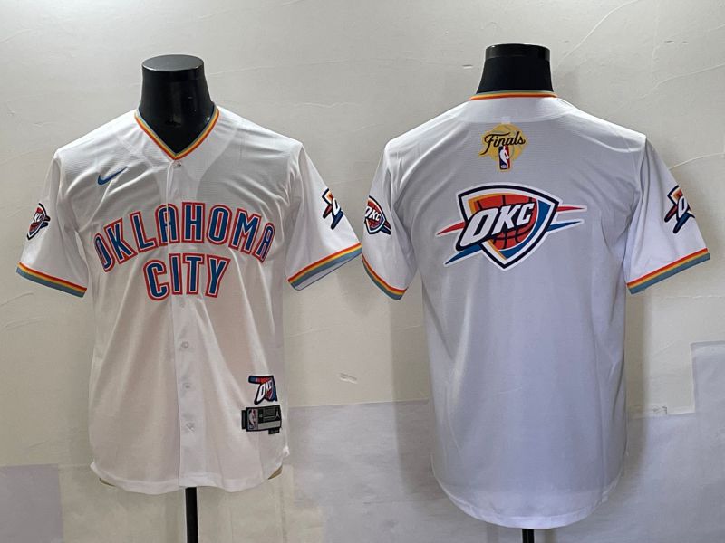 Men 2025 Oklahoma City Thunder Blank White Nike Joint Name NBA Jersey style 2